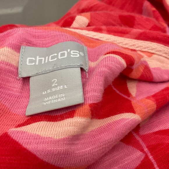 Chico’s Floral modal blend Top Tropical Size 2/US L coral travel resort beach - Picture 5 of 12